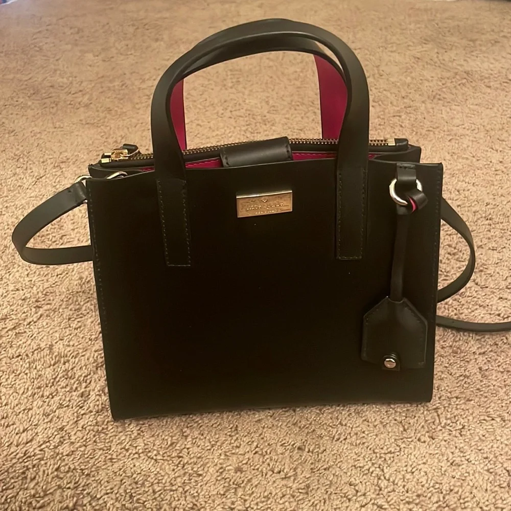 Kate Spade Black Leather Backpack pink interior with Pink Wallet Kate Spade Foster Court Kirk Back Pack Bag – PinkOrchard.com main image 2
